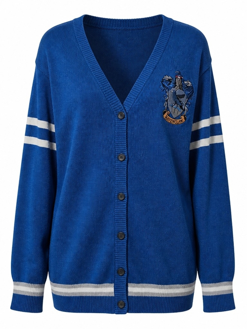 Bioworld Harry Potter Ravenclaw Blue V-Neck Cardigan Stripe Trim XL